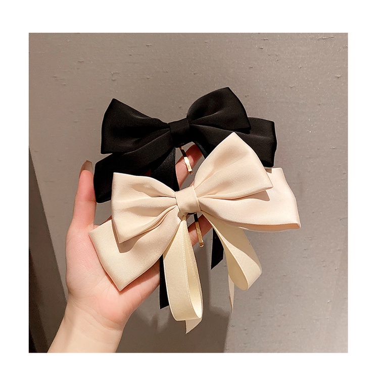 Mũ Trùm Đầu Vải Satin Đính Nơ Và Kẹp Tóc Mới
