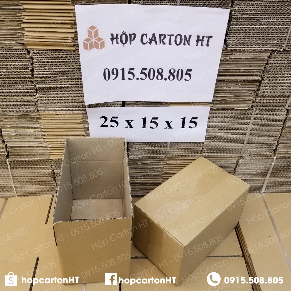 Hộp carton đóng hàng 25x15x15 size lớn đựng giày dép, phụ kiện đồ gia dụng giá rẻ - Hộp Carton HT