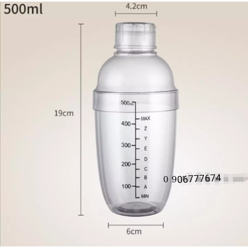 BÌNH LẮC NHỰA VẠCH IN ĐẬM 550ml