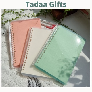 Set 2 lá bìa nhựa xanh lá hồng và thanh còng trắng trong size A5 B5 20 26 lỗ - Tadaa Gifts