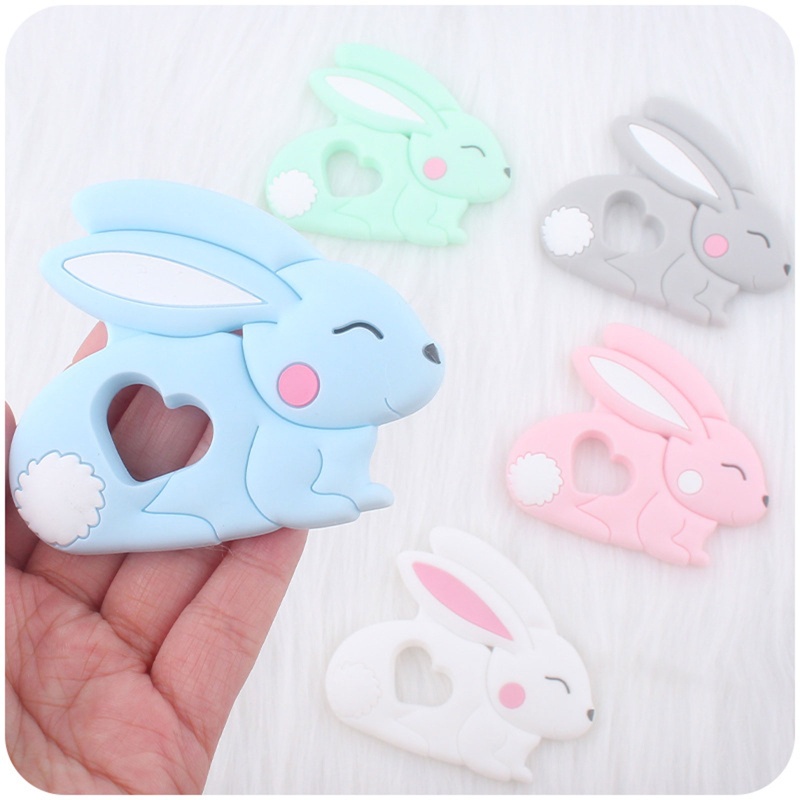 Đồ Chơi Ngậm Nướu Hình Thỏ Hoạt Hình Bằng Silicon Dành Cho Em Bé