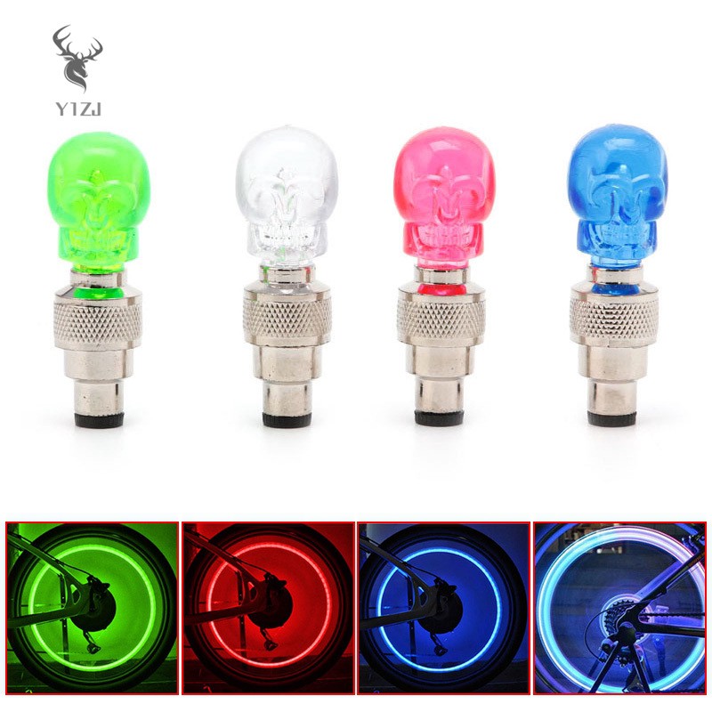 XẢ KHO Set 2 Đèn Led Gắn Van Xe Hình Đầu Lâu Sáng Tạo