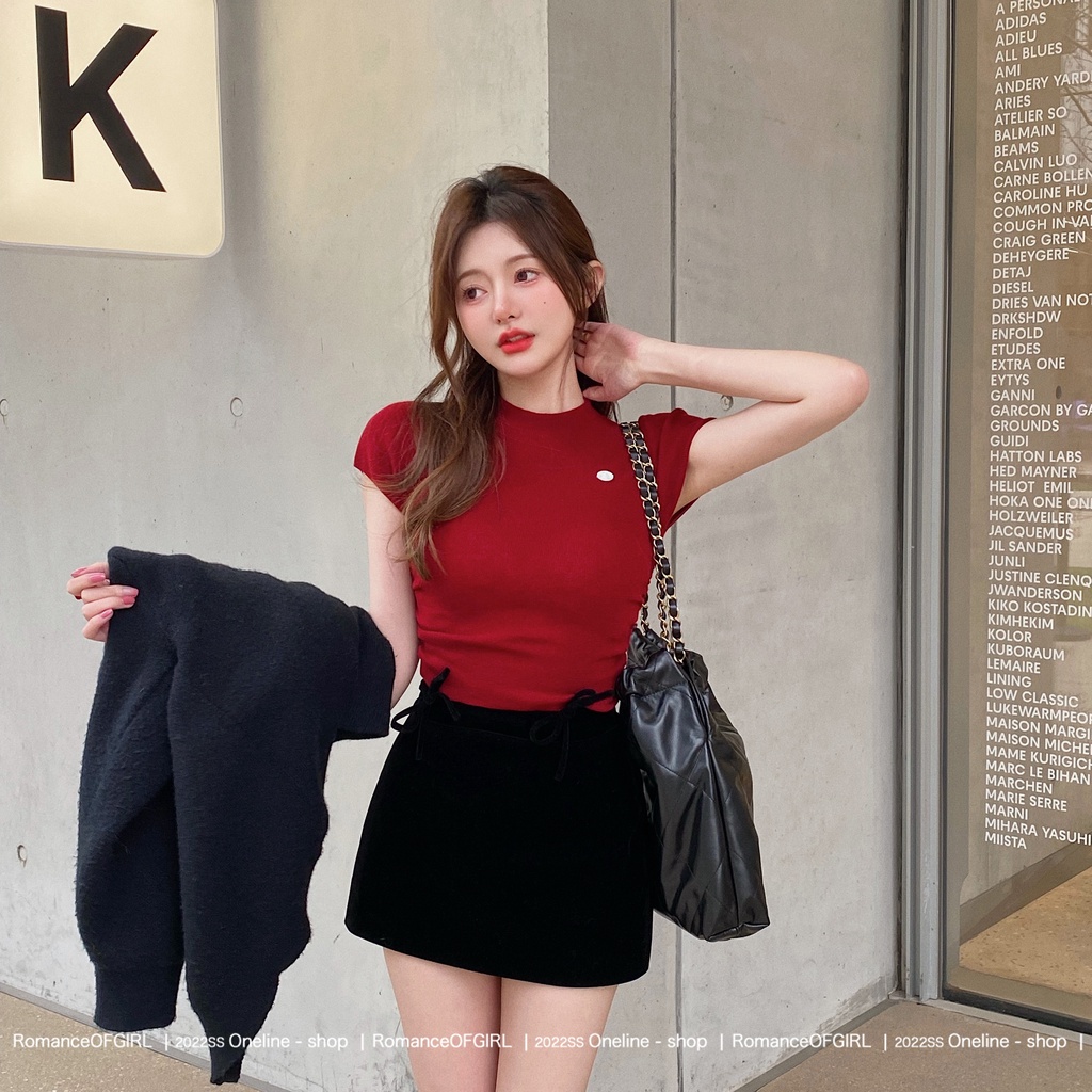 SUXI Áo Thun Dệt Kim Ngắn Tay Màu Sắc Đơn Giản Thời Trang Mùa Hè