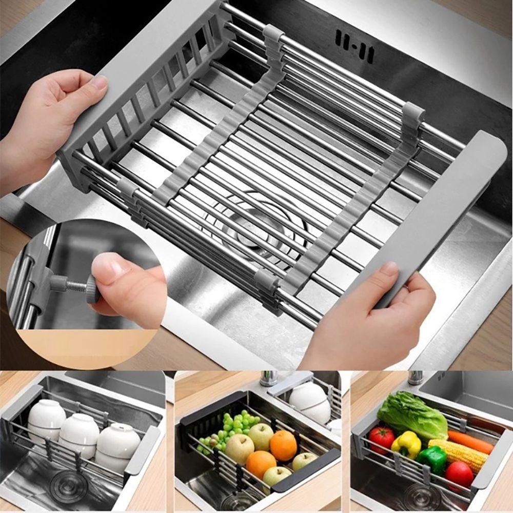 JANE Giá Inox Đựng Rau Củ Quả Để Bồn Rửa Chén Tiện Dụng