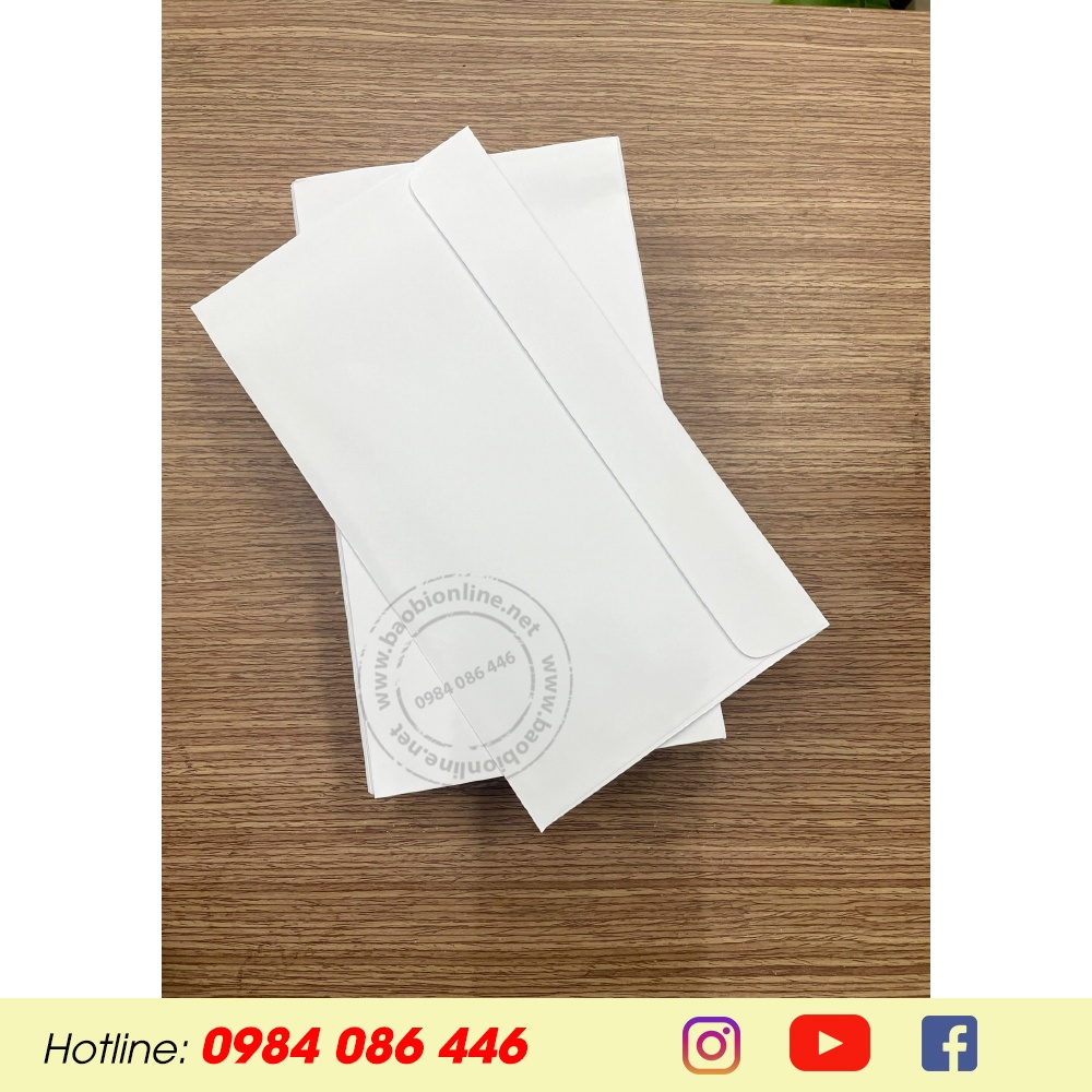 10, 20 HOẶC 50 BAO THƯ TRẮNG GIẤY FORT 80/100/120GSM NẮP NGANG 12x22CM CÓ SẴN - BAOBIONLINE