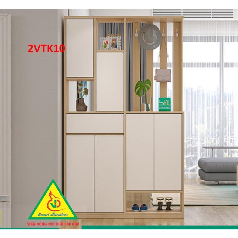 Tủ kệ trang trí kiêm vách ngăn phòng khách , nhà bếp 2VTK10- Nội thất lắp ráp Viendong Adv