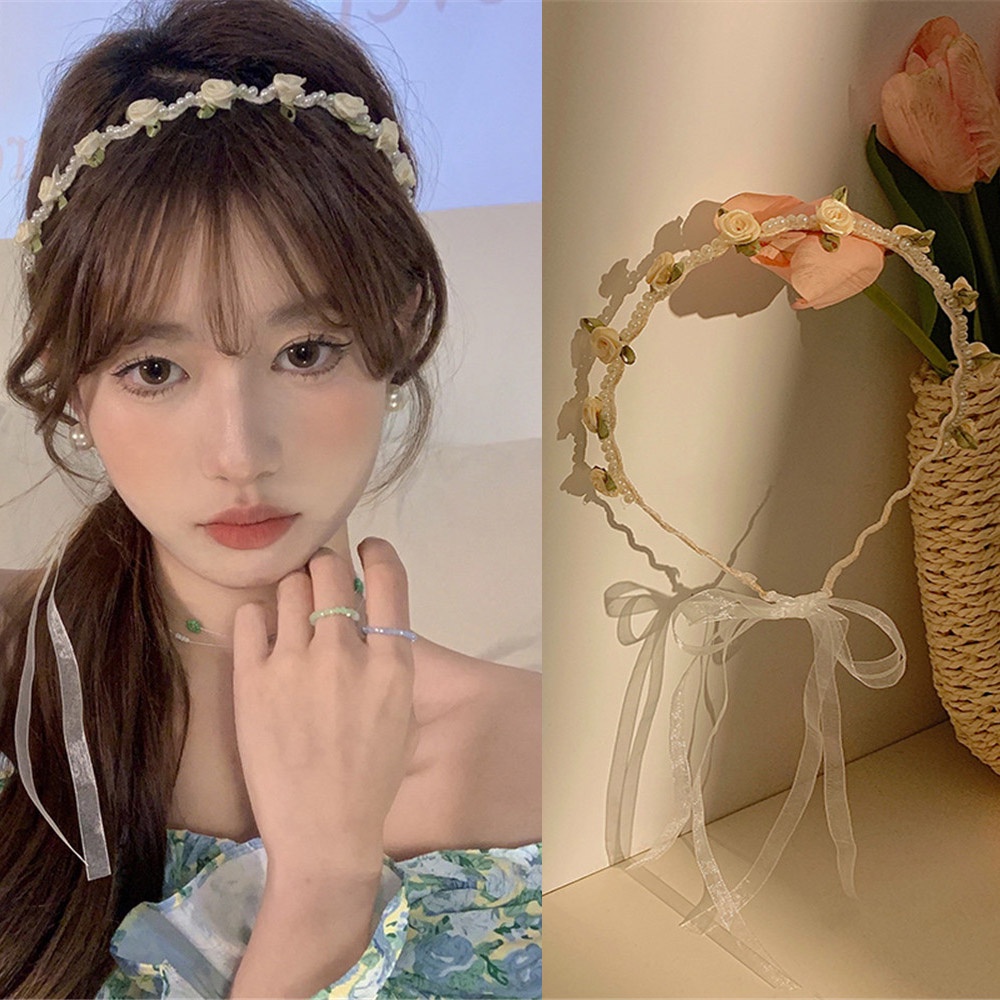 Băng Đô Đính Hoa Và Ngọc Trai Xinh Xắn Dành Cho Nữ