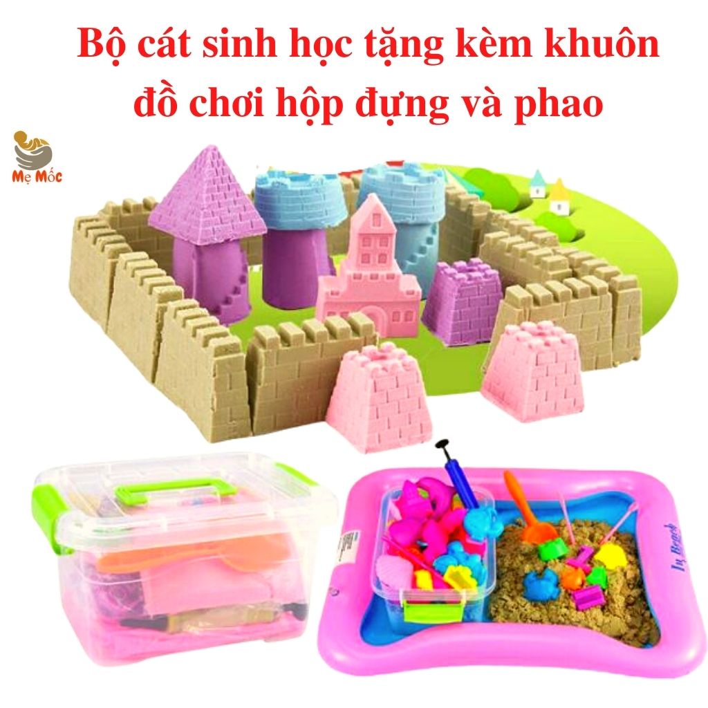 Đồ Chơi Cát Nặn Sinh Học Cát Động Lực Sinh Học An Toàn Cho Trẻ Em Đủ Bộ Khuôn+Bể+0.8kg Cát