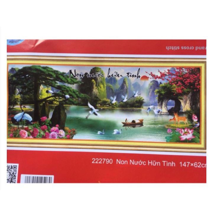 Tranh thêu chữ thập phong cảnh - non nước hữu tình 222790 - thêu kín (KT: 147 x 62 cm)