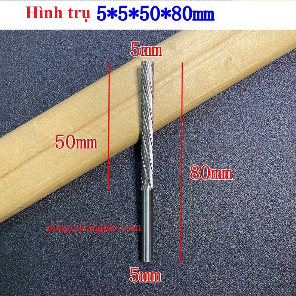 Mũi mài loại dài / Đầu làm gỗ lũa cán dài hình trụ/ hình nón, trục 5mm / trục 6mm