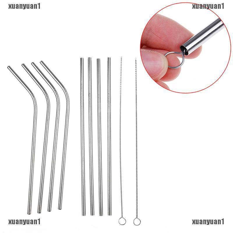 Bộ 4 Ống Hút Bằng Thép Không Gỉ Kèm 1 Cọ Vệ Sinh