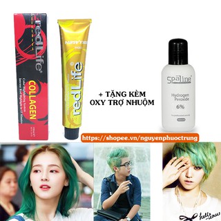 Thuốc nhuộm tóc xanh rêu collagen