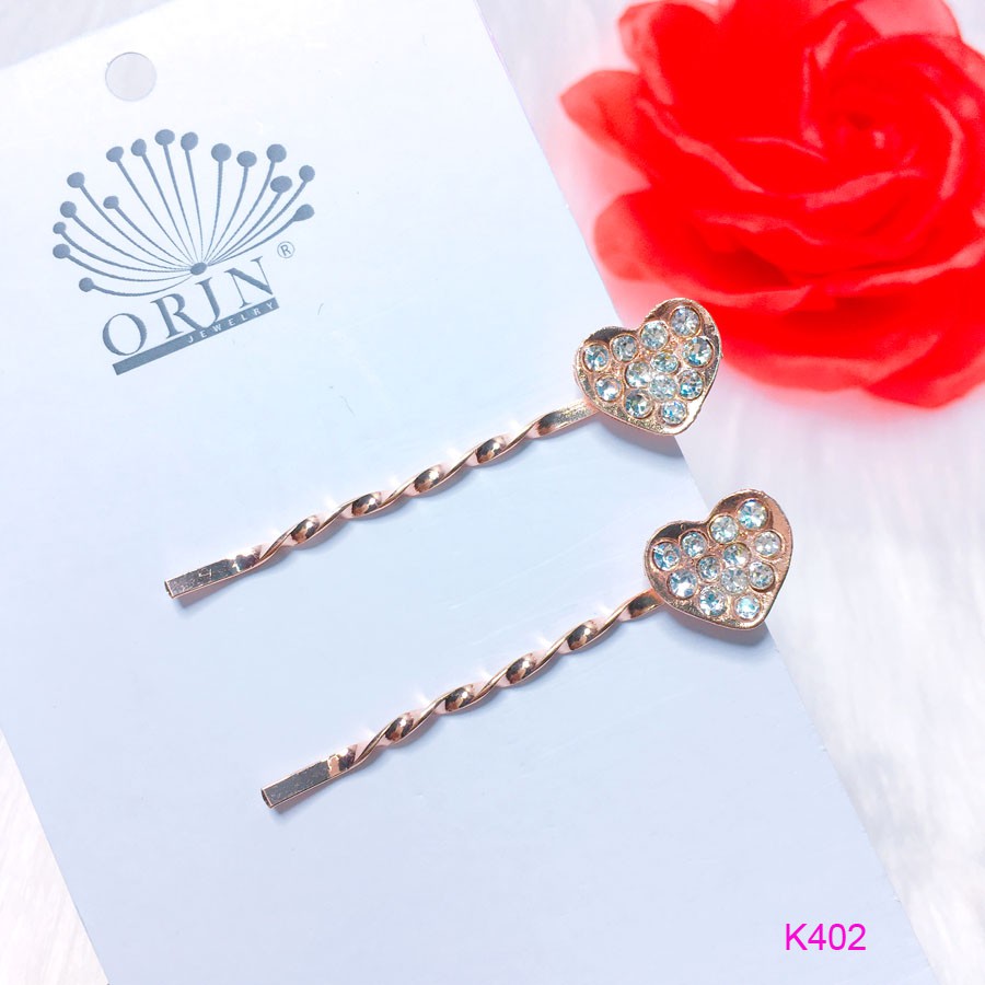 Kẹp tóc tim đính đá Orin K402 ( 1 chiếc)