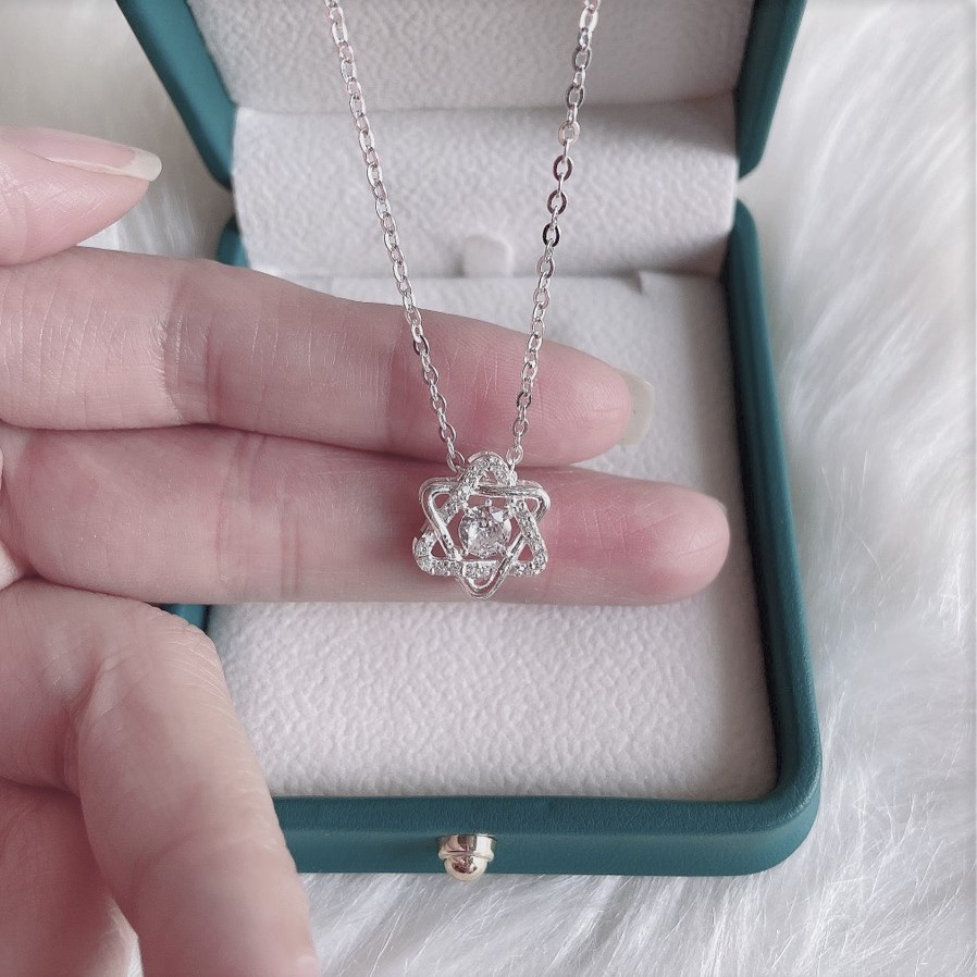 Dây chuyền bạc nữ 2 hình tam giác đan nhau, Vòng cổ chất liệu bạc ta sang trọng - Trang sức bạc Evasilver