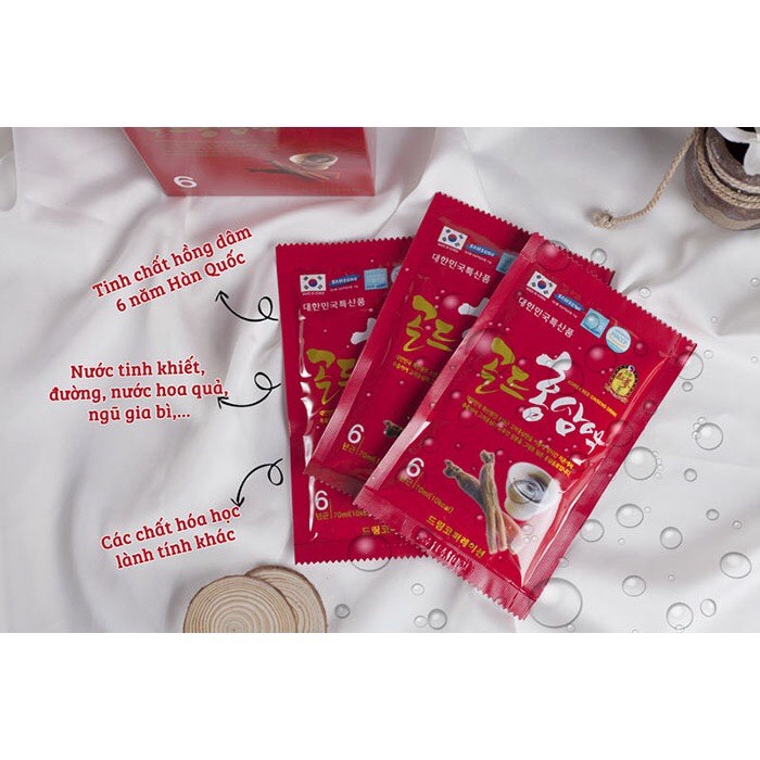 [ QUÀ TẶNG] NƯỚC HỒNG SÂM CHÉN 6 TUỔI HÀN QUỐC - HỘP 30 GÓI * 70 ML , TĂNG ĐỀ KHÁNG ,BỒI BỔ SỨC KHỎE