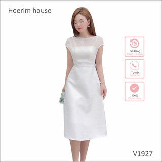 Váy trắng xòe vai đính ngọc V1927 phù hợp mặc công sở đi dự tiệc, đám cưới, đi cafe chủ nhật Dịu dàng nữ tính Heerim