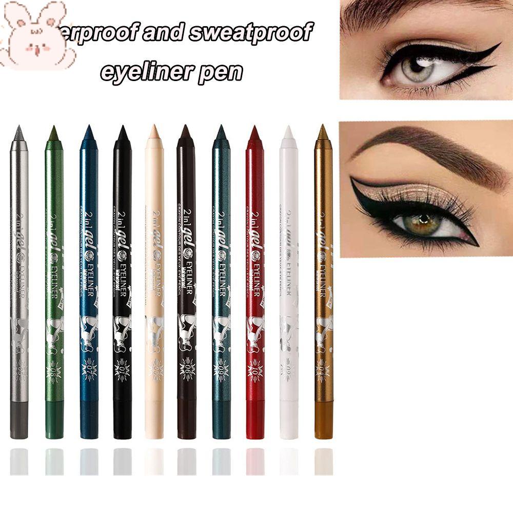 Bút Chì Kẻ Mắt Dạng Gel 10 Màu Mịn Màng Chống Nước &amp; Mồ Hôi