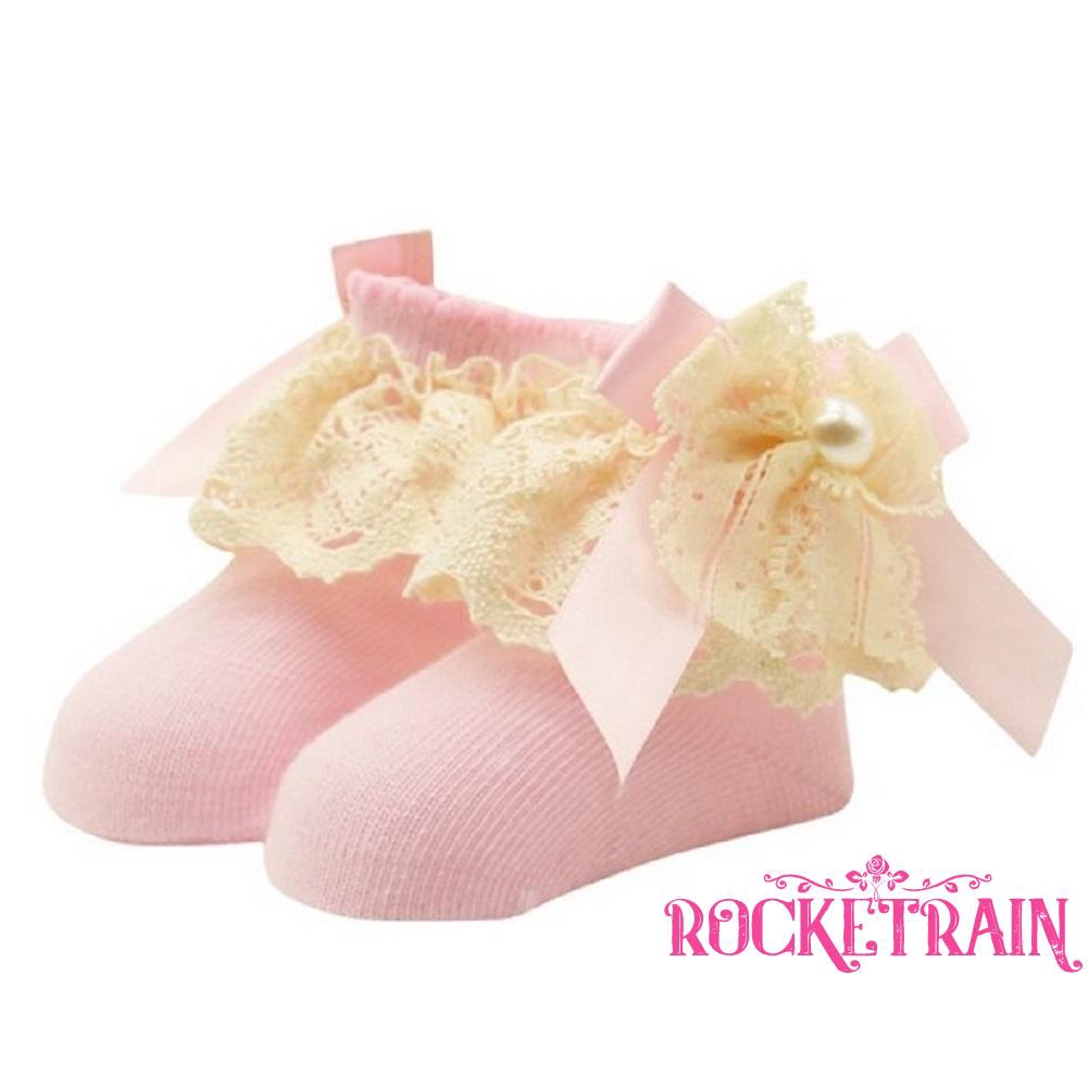 Đôi vớ cotton cổ viền ren cho bé gái mới tập đi