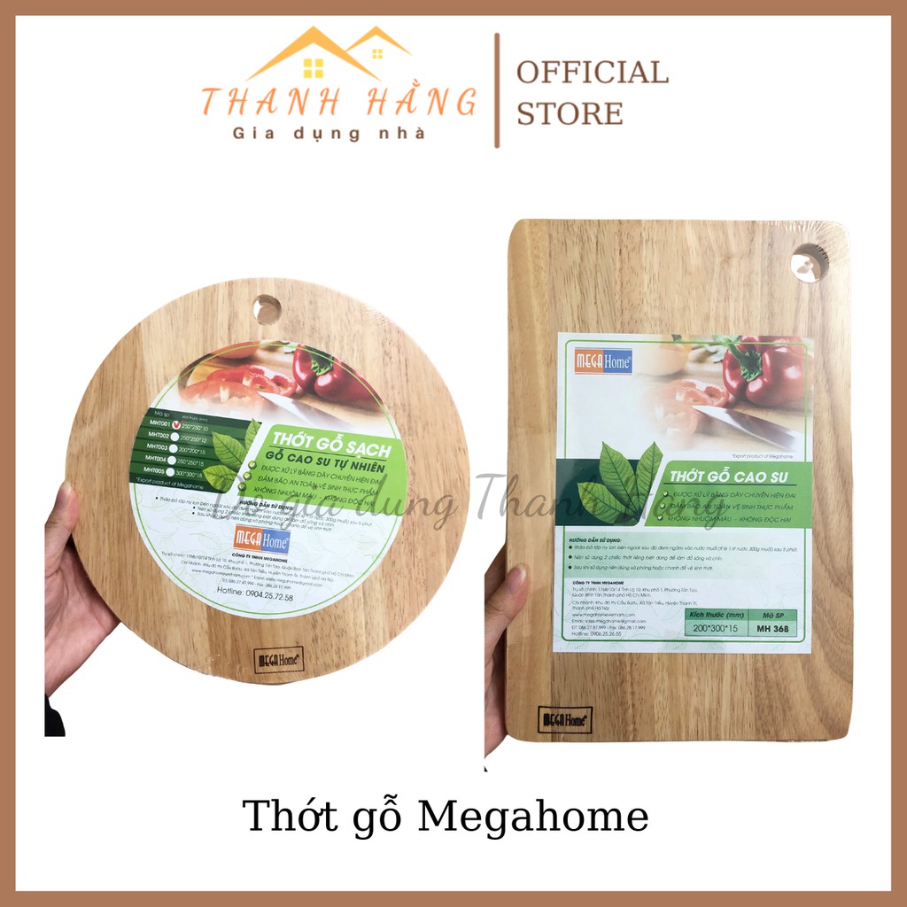 Thớt gỗ tròn, chữ nhật Saigoncook Megahome màu nâu sáng sang trọng