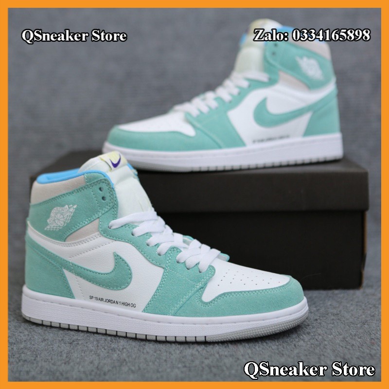 ✔️Giày Sneaker Jordan 1 Retro  High Turbo Green Cao cổ  High Xanh Ngọc Full Box Freeship ✔️