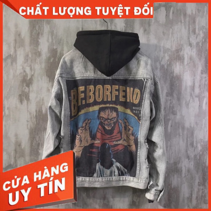 Áo khoác jeans bò thời trang UniSex Nam nữ in - Hàng nhập khẩu