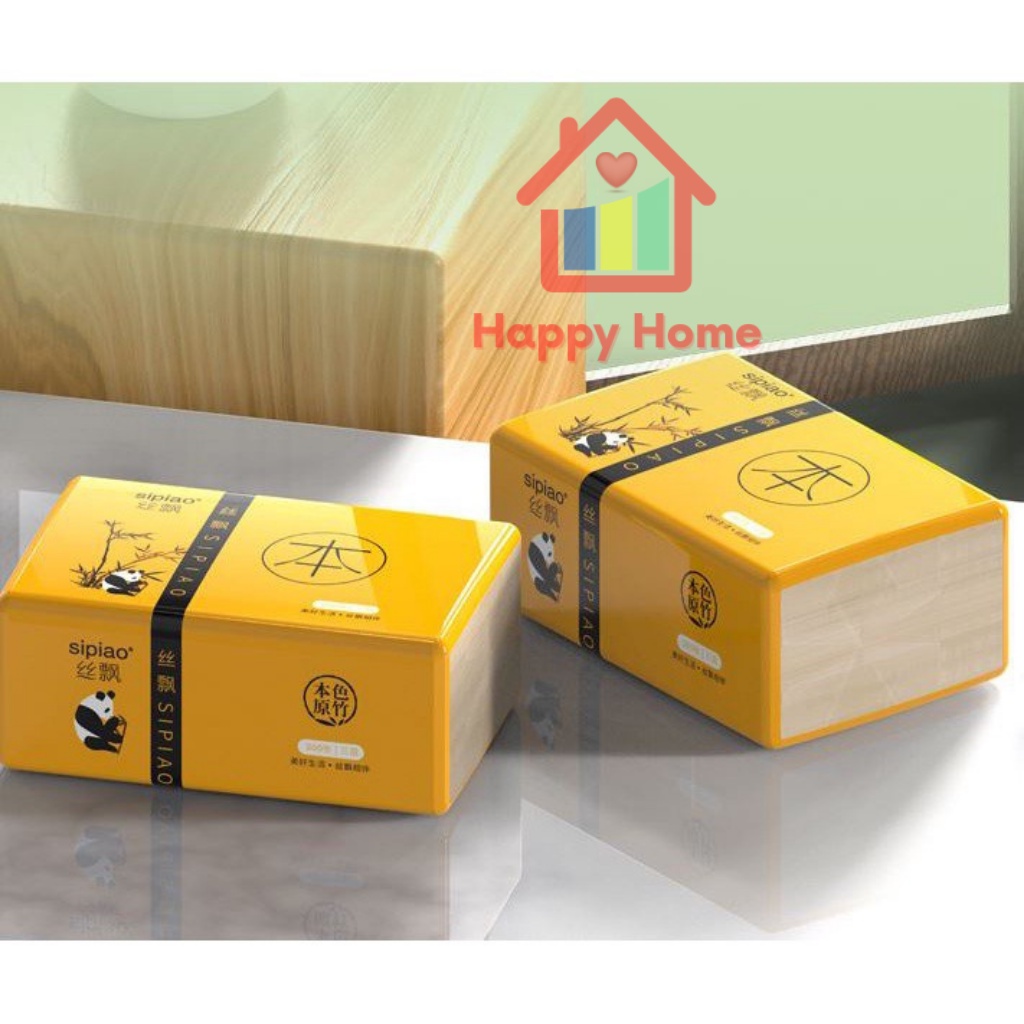 Giấy ăn, khăn giấy gấu trúc Sipao nhập khẩu chính hàng siêu dai, siêu mềm, siêu thầm Happy Home