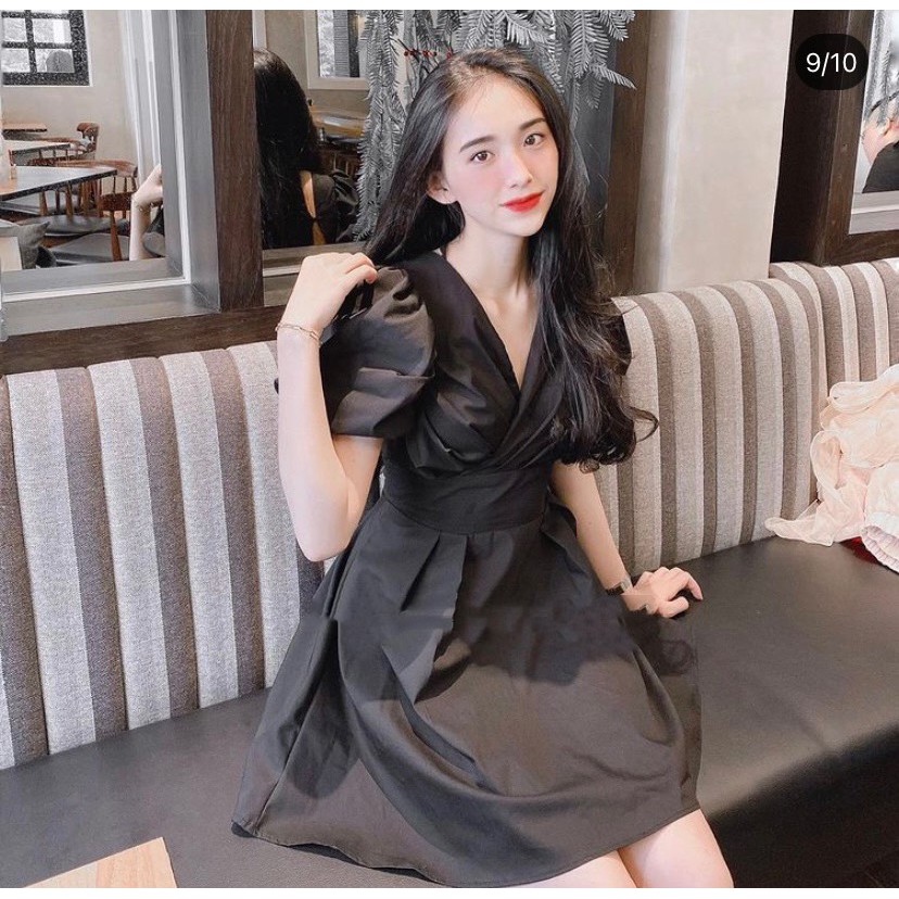 Ruen Dress - đầm tay bồng, đan dây sau lưng