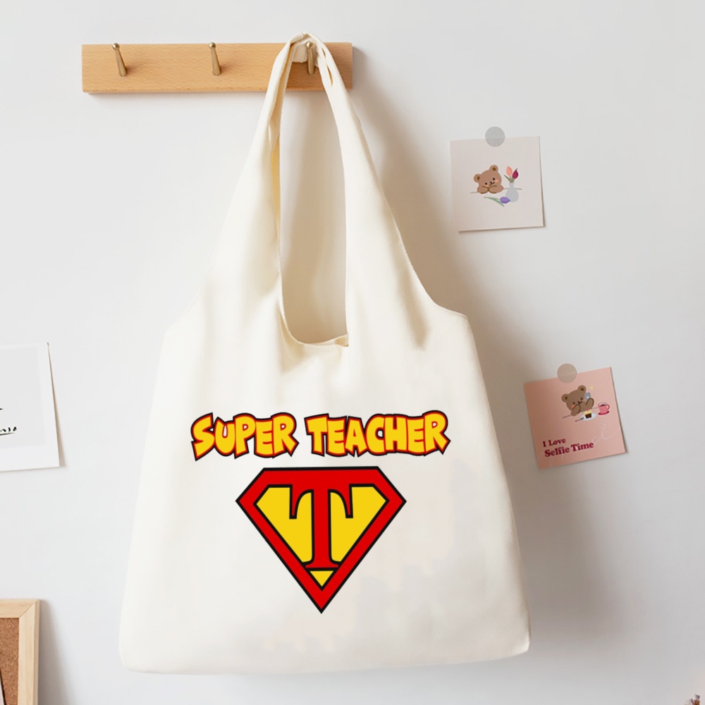 I love teacher Túi tote canvas In Hình Hoa Hướng Dương Sức Chứa Lớn Bảo Vệ Môi Trường