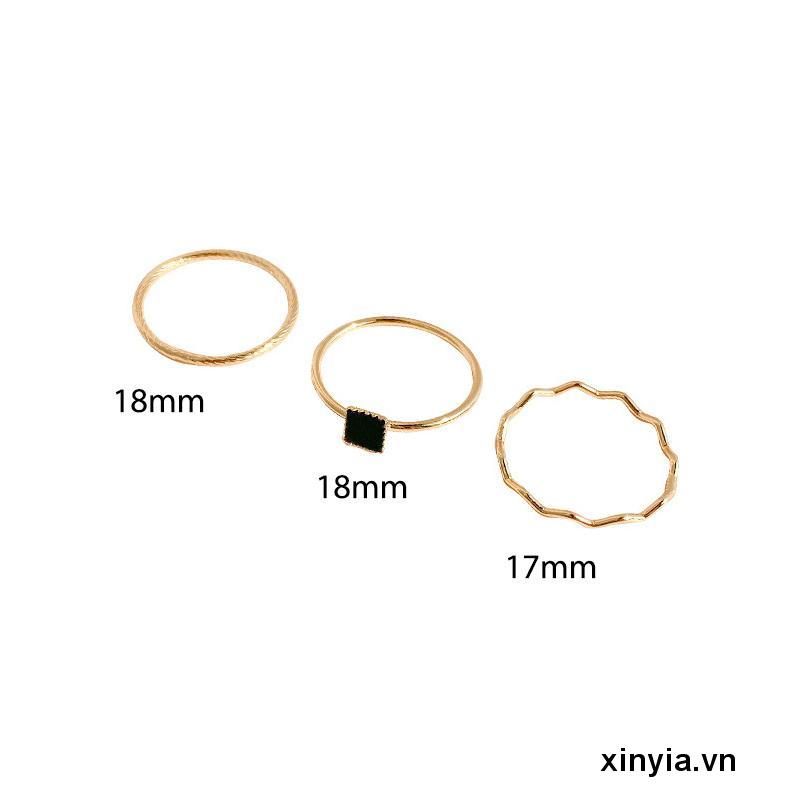 Set Nhẫn Ba Chiếc Nhẫn Zircon Đen Thiết Kế Đơn Giản Thời Trang Cao Cấp Cho Nữ