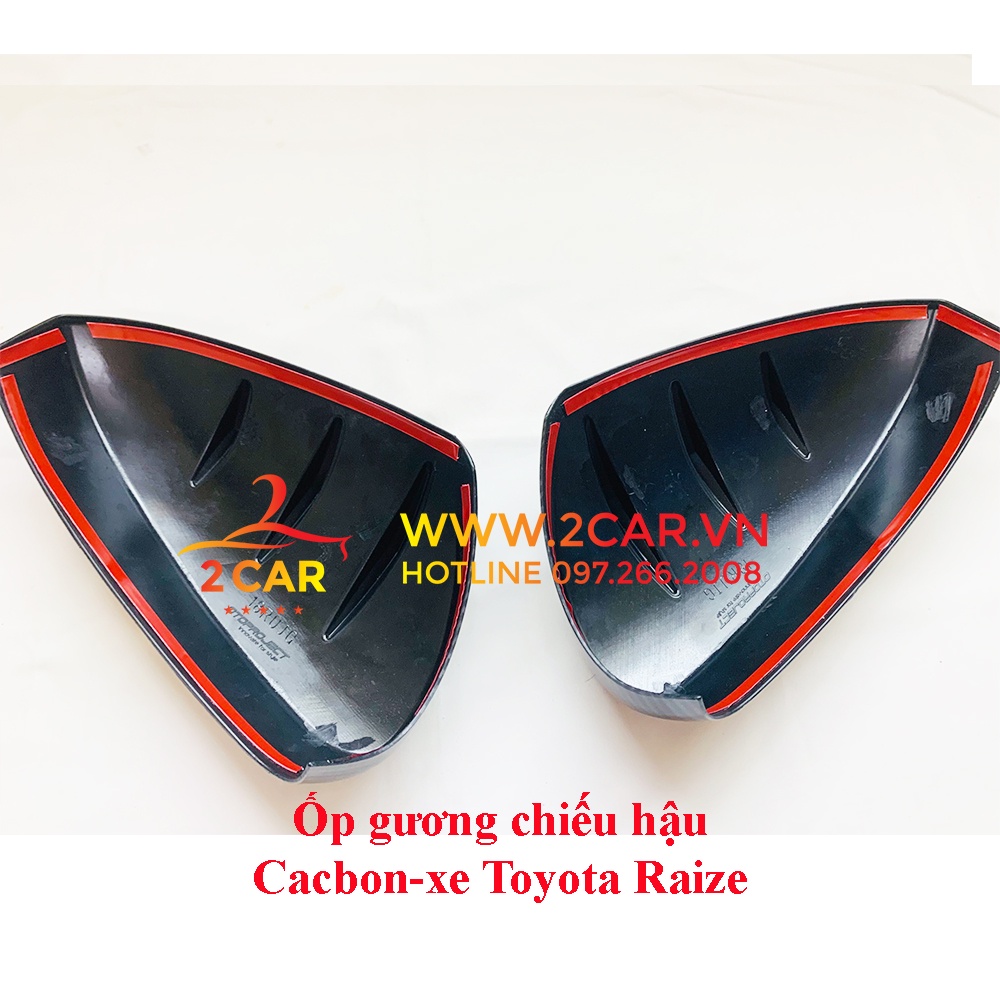 Ốp gương chiếu hậu Xe Toyota Raize vân cacbon cao cấp, ốp bảo vệ gương Raize cacbon