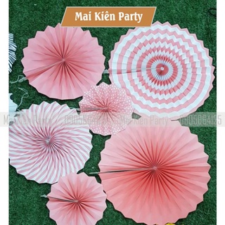 Quạt giấy trang trí tiệc set 6 cái quạt giấy ảnh thật shop tự chụp mai kiên party