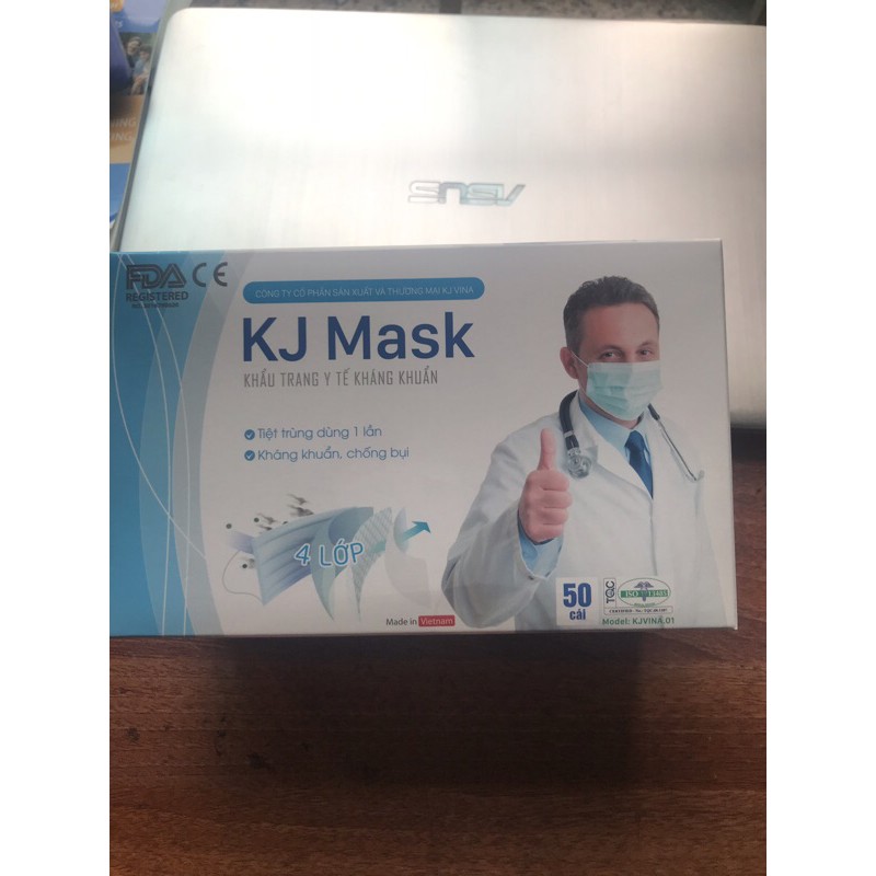 Khẩu trang y tế 4 lớp kháng khuẩn - KJ Mask 50 chiếc/hộp