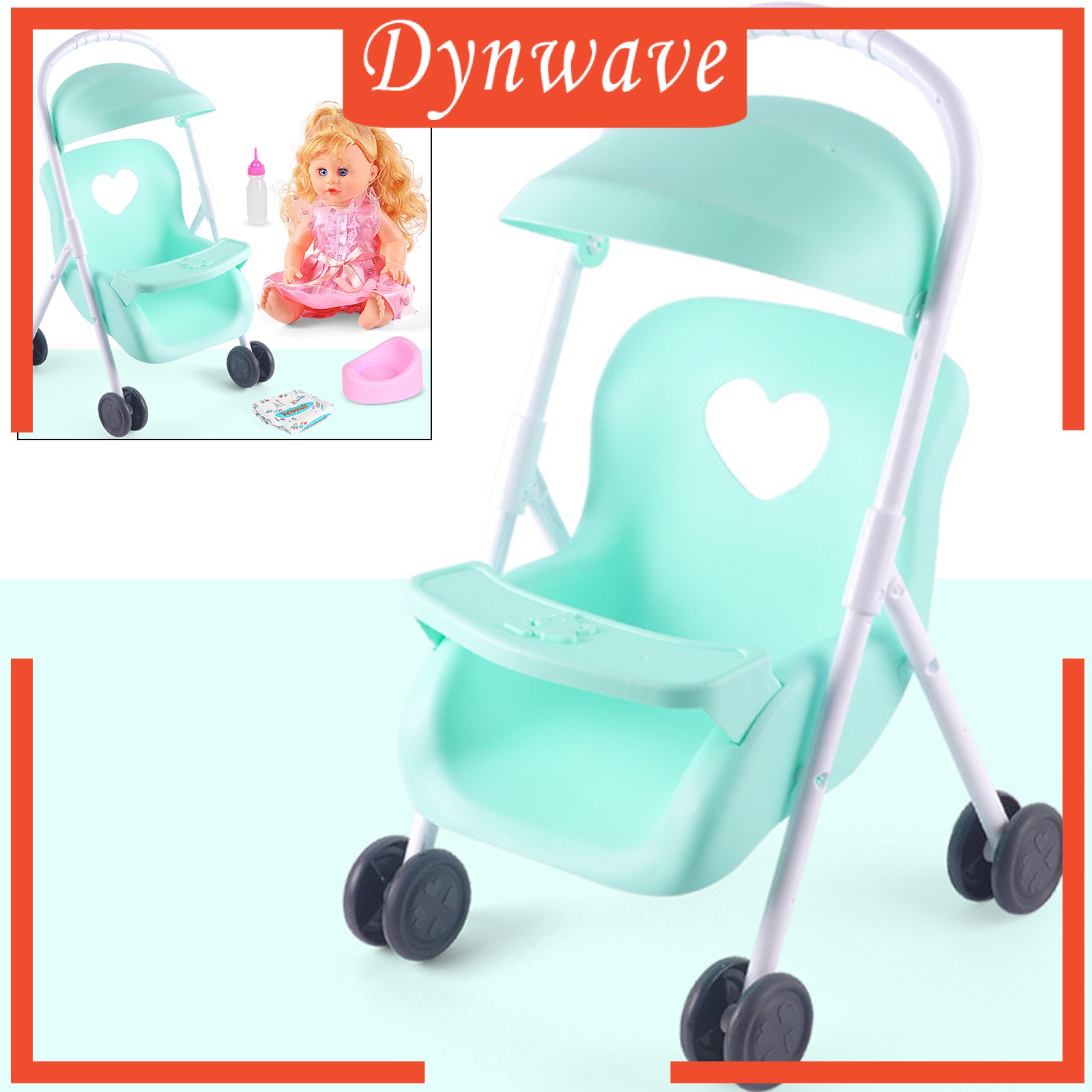 [DYNWAVE] Baby Doll Stroller Pushchairs Foldable Push Cart Toddlers Pretend Play Toy