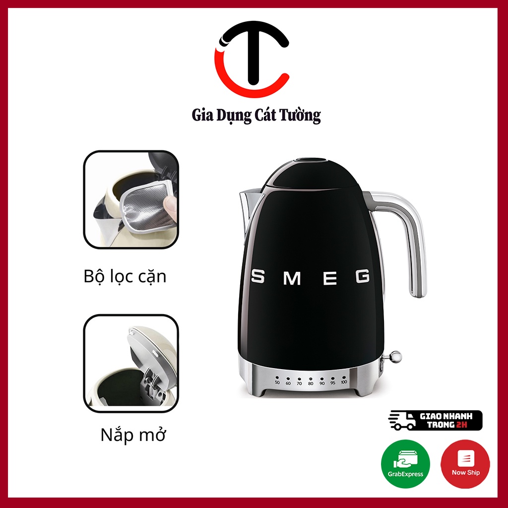 Ấm Đun Siêu Tốc Smeg KLF04PGEU Có Chỉnh Nhiệt Hàng Chính Hãng