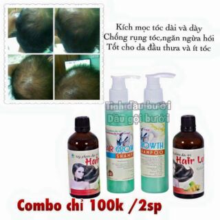 Com bo tinh dầu bưởi+ dầu gội+ 3 vỉ thông cống