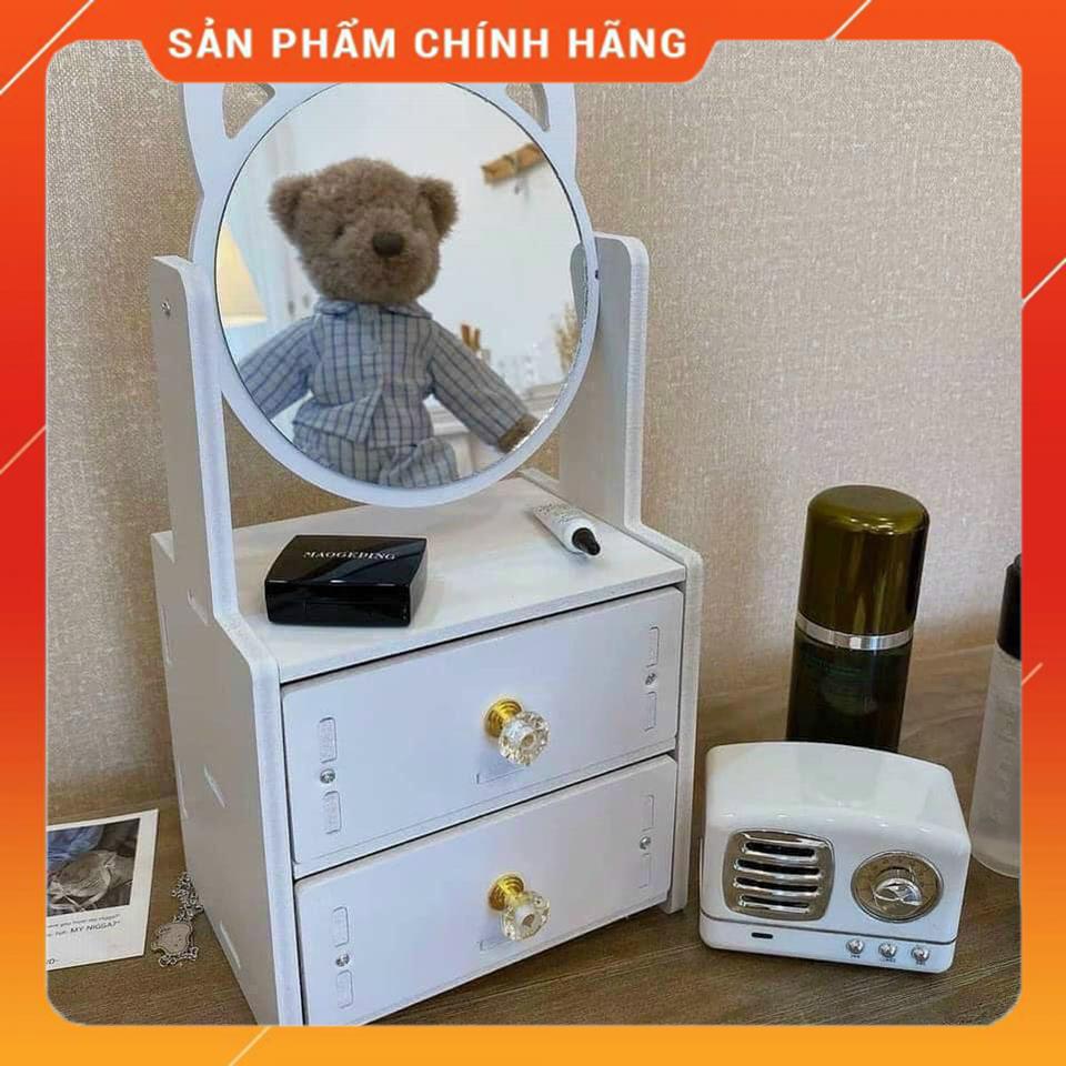 Kệ Gương Đựng Mỹ Phẩm 2 Ngăn Tai Mèo Dễ Thương MSP96988