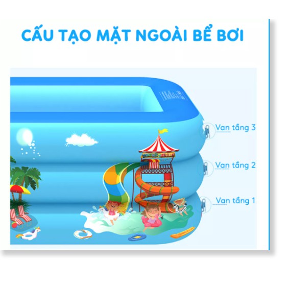 Bể Bơi Mini Cho Bé❤️đủ kích thước❤️ thành cao 3 tầng, nhựa siêu dày, đáy phồng chống trượt