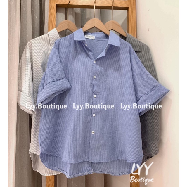 Áo sơ mi nữ kẻ đũi linen khuy lưng áo kiểu ULLZANG HOT HIT siêu xinh 3 màu freesize LYY BOUTIQUE | BigBuy360 - bigbuy360.vn