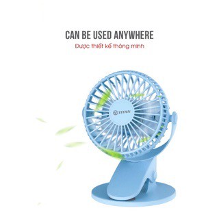 Quạt mini Tích Điện và kẹp bàn 3 tốc độ gió chống ồn chính hãng TITAN | BigBuy360 - bigbuy360.vn