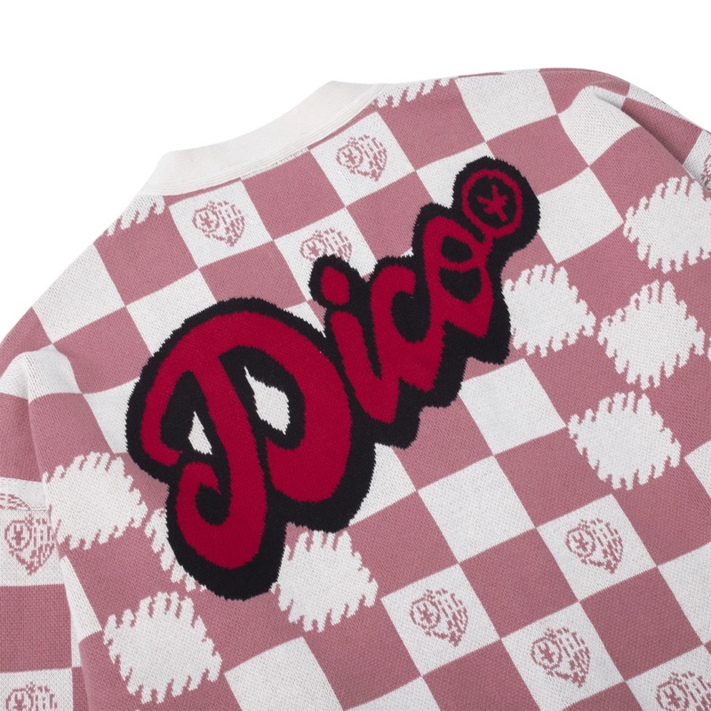 Áo Cardigan Dico Checkerboard Knit - Hồng