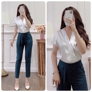 Áo lụa cổ V