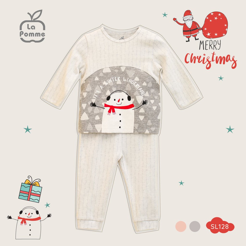 Bộ Dài Tay Người Tuyết LAPOMME màu hồng