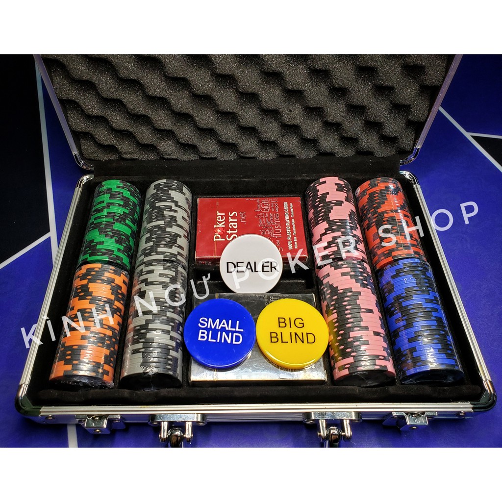 Bộ 200 Chip poker có số Tự chọn mệnh giá phỉnh Poker CASINO NGÔI SAO xèng, xu chơi Poker lõi thép 14,5g