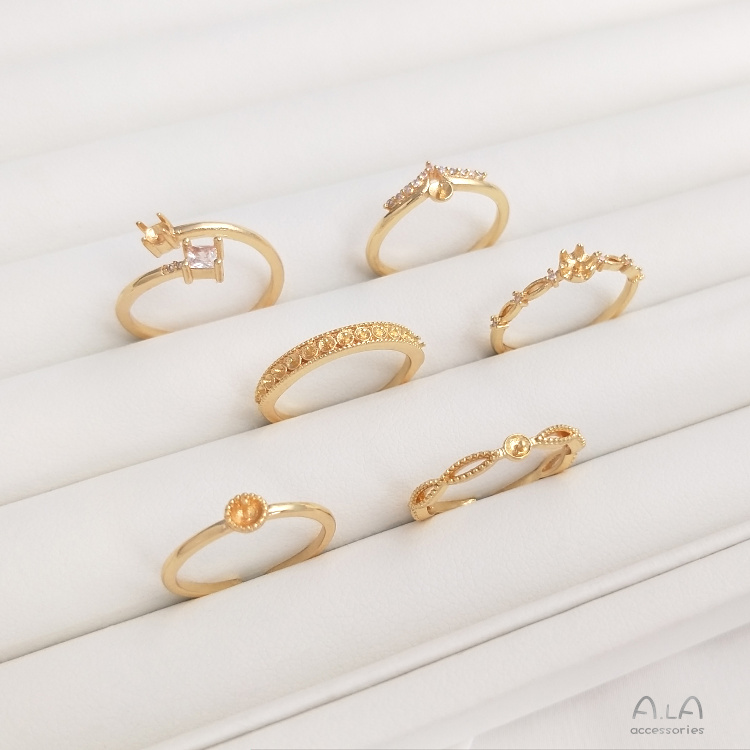 [Little Blu] Vòng Đỡ Nhẫn Bằng Đồng 14K Đính Ngọc Trai Siêu Sang Trọng Phong Cách Nhật Bản Sang Trọng