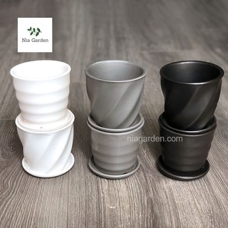 Chậu kèm đĩa trồng xương rồng, dương xỉ