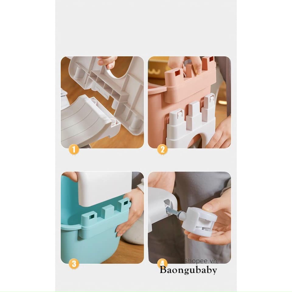 Kệ để đồ hình gấu 3 tầng có bánh xe