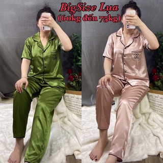 ( BigSize Lụa ) Đồ Bộ Pijama Lụa Thiêu BigSize Tay Ngắn Quần Dài.