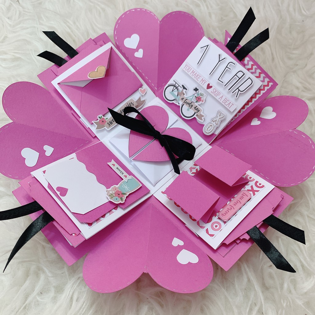 Hộp quà Lovebox Exploding Box - Mẫu Hồng