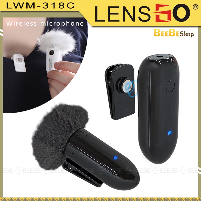 LENSGO LWM 318C - Micro Không Dây Thu Âm Cho Điện Thoại, Máy Ảnh Cho Vlogger, Phỏng Vấn (Sóng UHF)