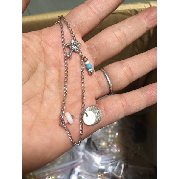 Lắc chân kiểu vintage phối san hô, xà cừ si tuyển Nhật